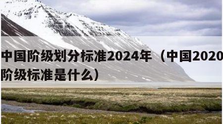 中国阶级划分标准2024年（中国2020阶级标准是什么）