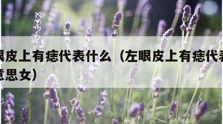 左眼皮上有痣代表什么（左眼皮上有痣代表什么意思女）