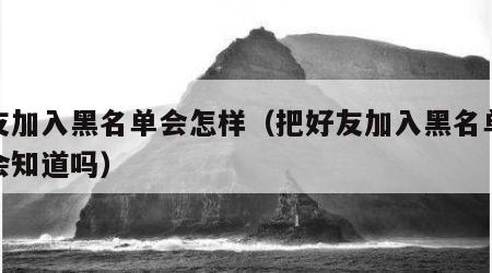 好友加入黑名单会怎样（把好友加入黑名单好友会知道吗）