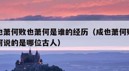 成也萧何败也萧何是谁的经历（成也萧何败也萧何说的是哪位古人）