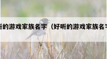 好听的游戏家族名字（好听的游戏家族名字唯美）