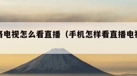 网络电视怎么看直播（手机怎样看直播电视频道）