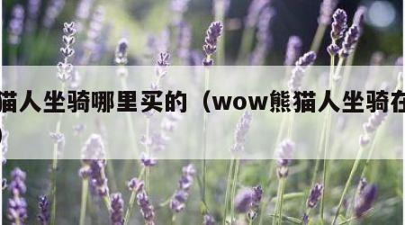 熊猫人坐骑哪里买的（wow熊猫人坐骑在哪买）