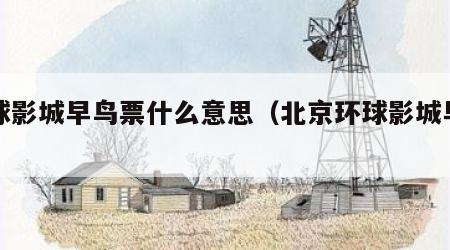 环球影城早鸟票什么意思（北京环球影城早鸟票）
