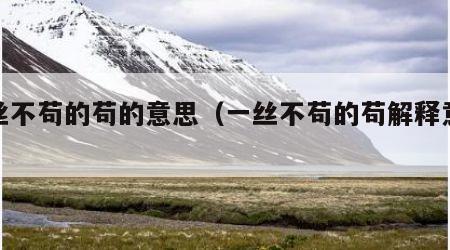 一丝不苟的苟的意思（一丝不苟的苟解释意思）