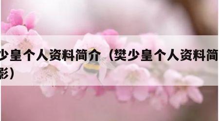 樊少皇个人资料简介（樊少皇个人资料简介 电影）