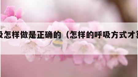 呼吸怎样做是正确的（怎样的呼吸方式才算正确）