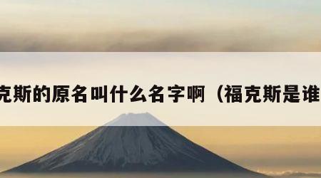 福克斯的原名叫什么名字啊（福克斯是谁啊）