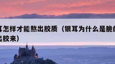 银耳怎样才能熬出胶质（银耳为什么是脆的煮不出胶来）