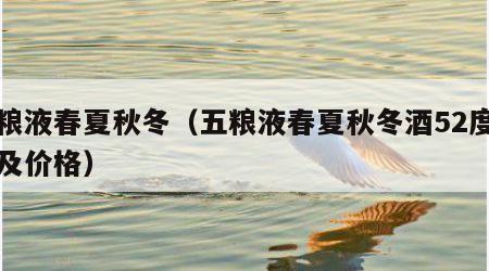 五粮液春夏秋冬（五粮液春夏秋冬酒52度图片及价格）