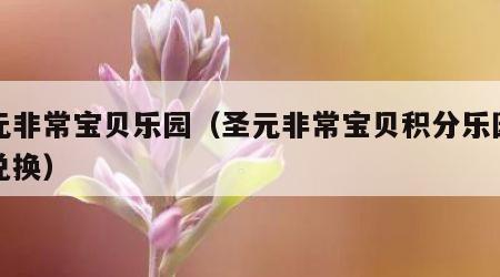 圣元非常宝贝乐园（圣元非常宝贝积分乐园网站兑换）
