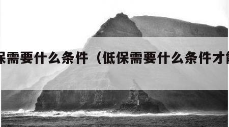 低保需要什么条件（低保需要什么条件才能申请）