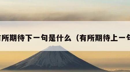 有所期待下一句是什么（有所期待上一句）