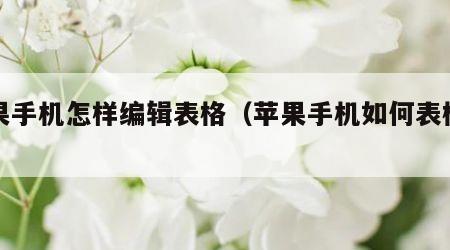 苹果手机怎样编辑表格（苹果手机如何表格编辑）