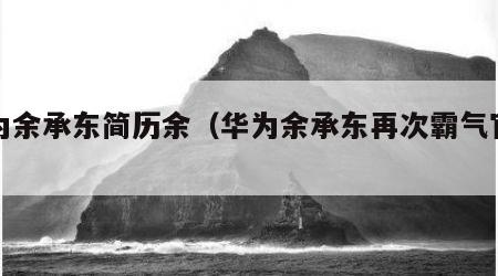 华为余承东简历余（华为余承东再次霸气官宣）