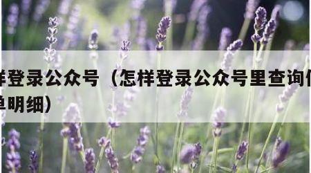 怎样登录公众号（怎样登录公众号里查询住院清单明细）