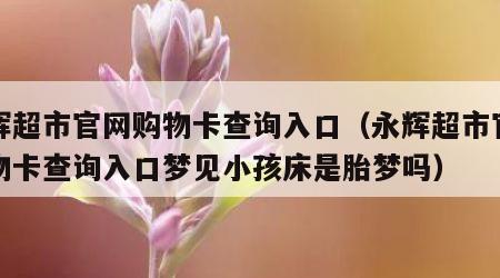 永辉超市官网购物卡查询入口（永辉超市官网购物卡查询入口梦见小孩床是胎梦吗）