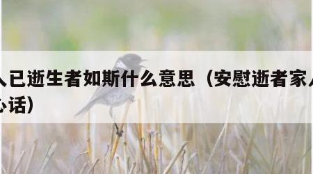 斯人已逝生者如斯什么意思（安慰逝者家人的暖心话）