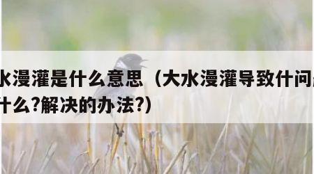 大水漫灌是什么意思（大水漫灌导致什问题?为什么?解决的办法?）
