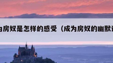 成为房奴是怎样的感受（成为房奴的幽默说说）