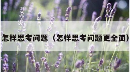 怎样思考问题（怎样思考问题更全面）