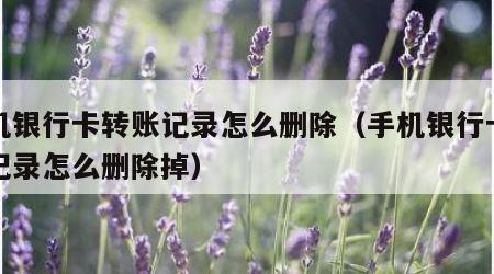 手机银行卡转账记录怎么删除（手机银行卡转账记录怎么删除掉）