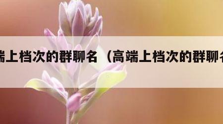 高端上档次的群聊名（高端上档次的群聊名字）