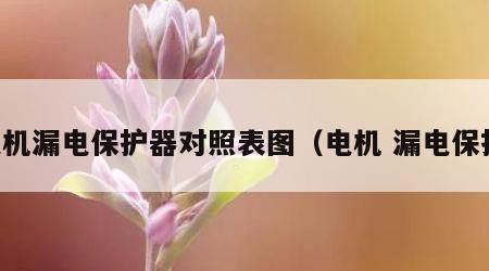 电机漏电保护器对照表图（电机 漏电保护）