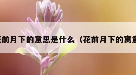 花前月下的意思是什么(花前月下的寓意) 花前月下的意思是什么(花前月下的寓意)