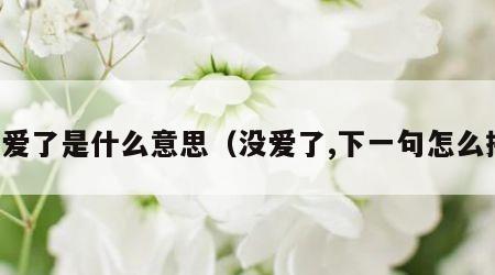 没爱了是什么意思(没爱了,下一句怎么接) 没爱了是什么意思(没爱了,下一句怎么接)