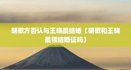 胡歌方否认与王晓晨结婚(胡歌和王晓晨领结婚证吗)