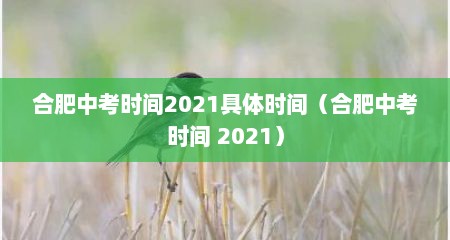 合肥中考时间2021具体时间（合肥中考时间 2021）