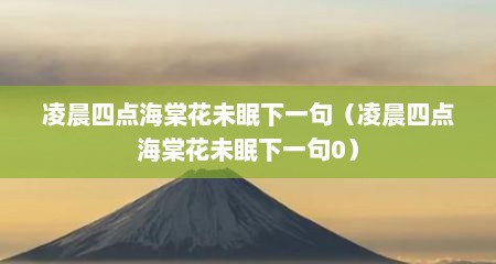 凌晨四点海棠花未眠下一句（凌晨四点海棠花未眠下一句0）