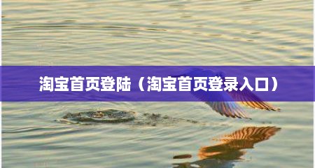 淘宝首页登陆（淘宝首页登录入口）