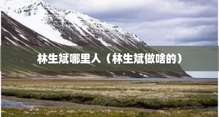 林生斌哪里人（林生斌做啥的）