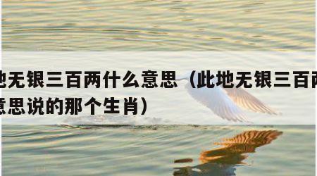 此地无银三百两什么意思（此地无银三百两什么意思说的那个生肖）