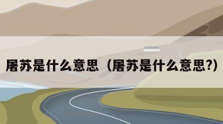 屠苏是什么意思（屠苏是什么意思?）