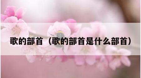 歌的部首（歌的部首是什么部首）