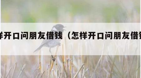 怎样开口问朋友借钱（怎样开口问朋友借钱呢）