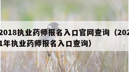 2018执业药师报名入口官网查询（2021年执业药师报名入口查询）