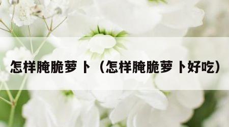 怎样腌脆萝卜（怎样腌脆萝卜好吃）