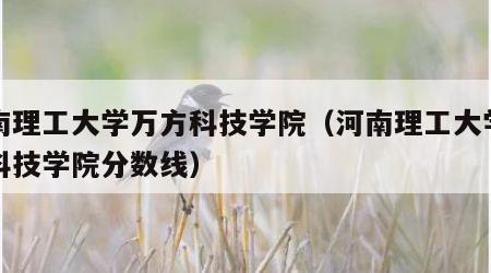 河南理工大学万方科技学院(河南理工大学万方科技学院分数线)