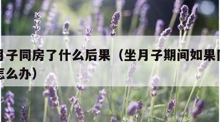 坐月子同房了什么后果（坐月子期间如果同房了怎么办）