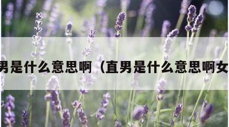 直男是什么意思啊（直男是什么意思啊女生）