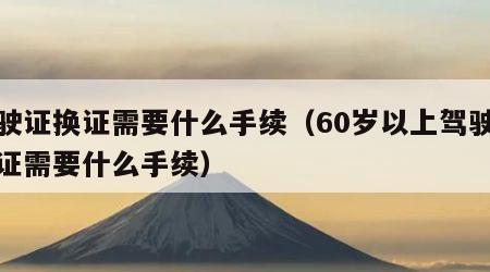 驾驶证换证需要什么手续（60岁以上驾驶证换证需要什么手续）