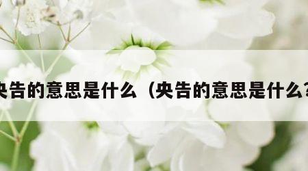 央告的意思是什么（央告的意思是什么?）