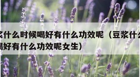 豆浆什么时候喝好有什么功效呢（豆浆什么时候喝好有什么功效呢女生）