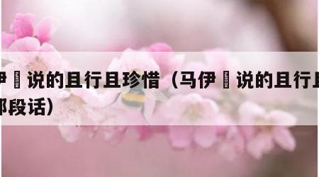 马伊琍说的且行且珍惜（马伊琍说的且行且珍惜那段话）