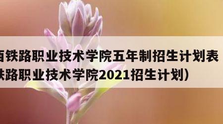 陕西铁路职业技术学院五年制招生计划表（陕西铁路职业技术学院2021招生计划）
