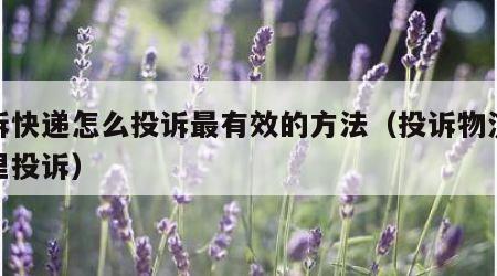 投诉快递怎么投诉最有效的方法（投诉物流在哪里投诉）